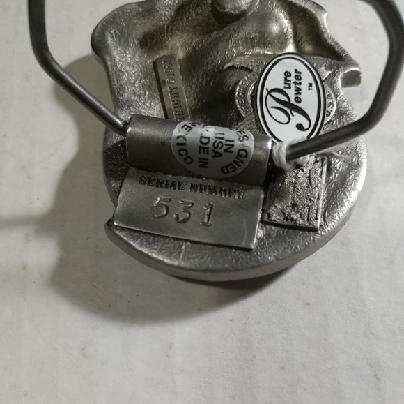 VINTAGE but NEW with TAG BASS Large Mouth Jumping Belt Buckle Solid Pewter 1981 - Picture 12 of 12